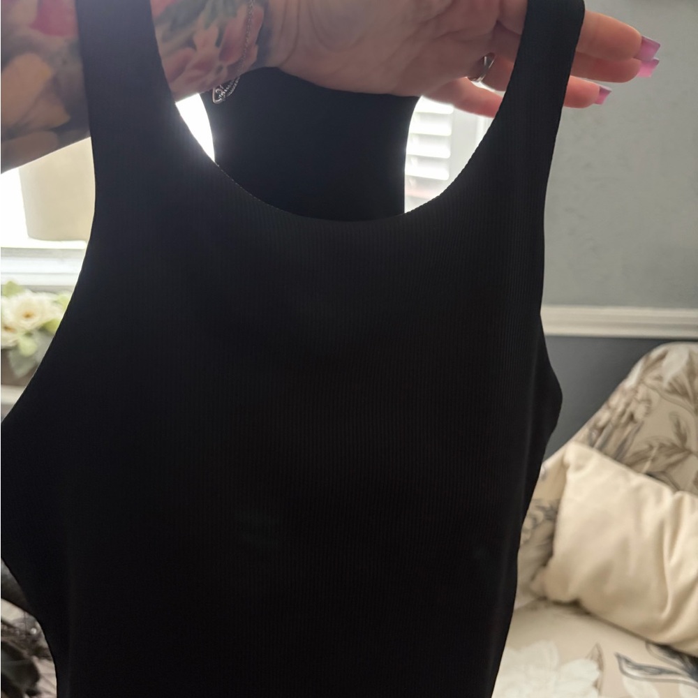 Black Ribbed Tank Top